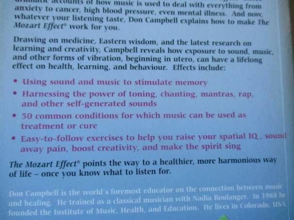 THE MOZART EFFECT - TAPPING THE POWER OF MUSIC TO HEAL THE BODY .... - DON CAMPBELL