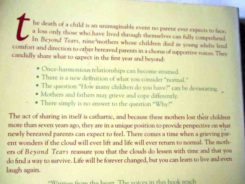 BEYOND TEARS - LIVING AFTER LOSING A CHILD - ELLEN MITCHELL