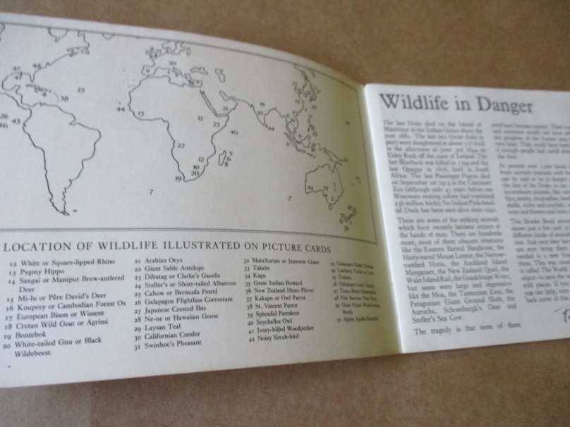 WILDLIFE IN DANGER BY PETER SCOTT - BROOKE BOND PICTURE CARDS ( BROOKE BOND TEA TRADING CARDS )