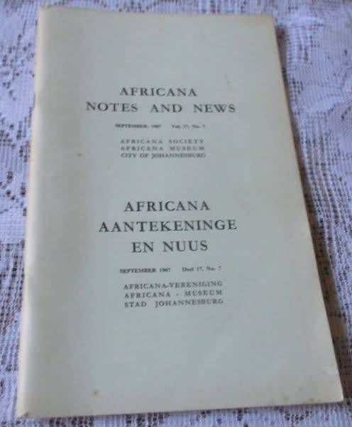 AFRICANA NOTES AND NEWS / AFRICANA AANTEKENINGE EN NUUS SEPTEMBER 1967