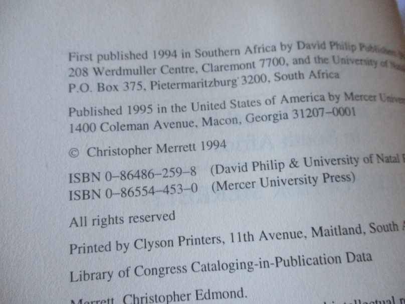 A CULTURE OF CENSORSHIP - SECRECY AND INTELLECTUAL REPRESSION IN SOUTH AFRICA - CHRISTOPHER MERRETT