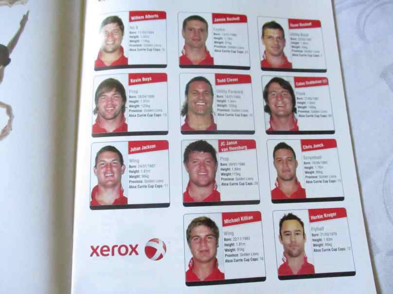 LIONS vs WP 10 OCTOBER 2008  - RUGBY PROGRAMME