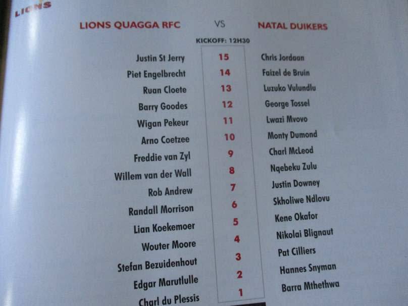 LIONS vs WP 10 OCTOBER 2008  - RUGBY PROGRAMME