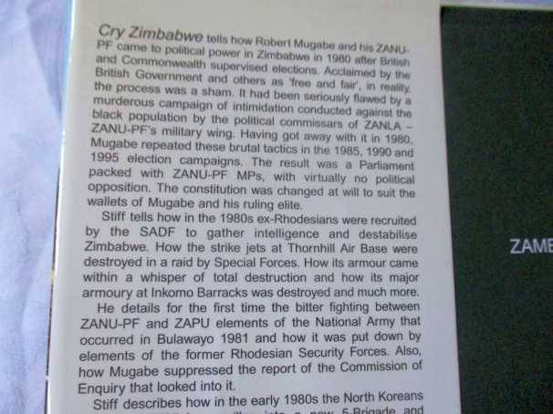 CRY ZIMBABWE - INDEPENDENCE - TWENTY YEARS ON -  PETER STIFF ( SIGNED BY AUTHOR )