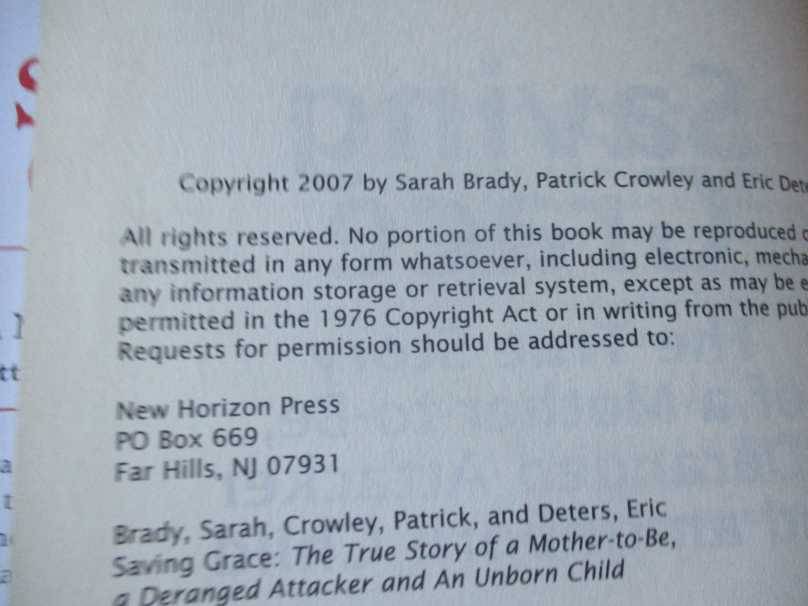 SAVING GRACE - THE TRUE STORY OF A MOTHER-TO-BE, A DERANGED ATTACKER AND AN UNBORN CHILD - SARAH B..