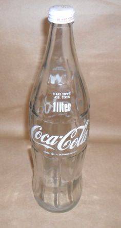 S.A. 1 LITER GLASS COCA COLA BOTTLE