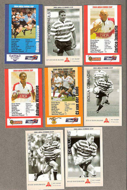 COLLECTORS CARDS - FAVOURITE S.A. RUGBY PLAYERS