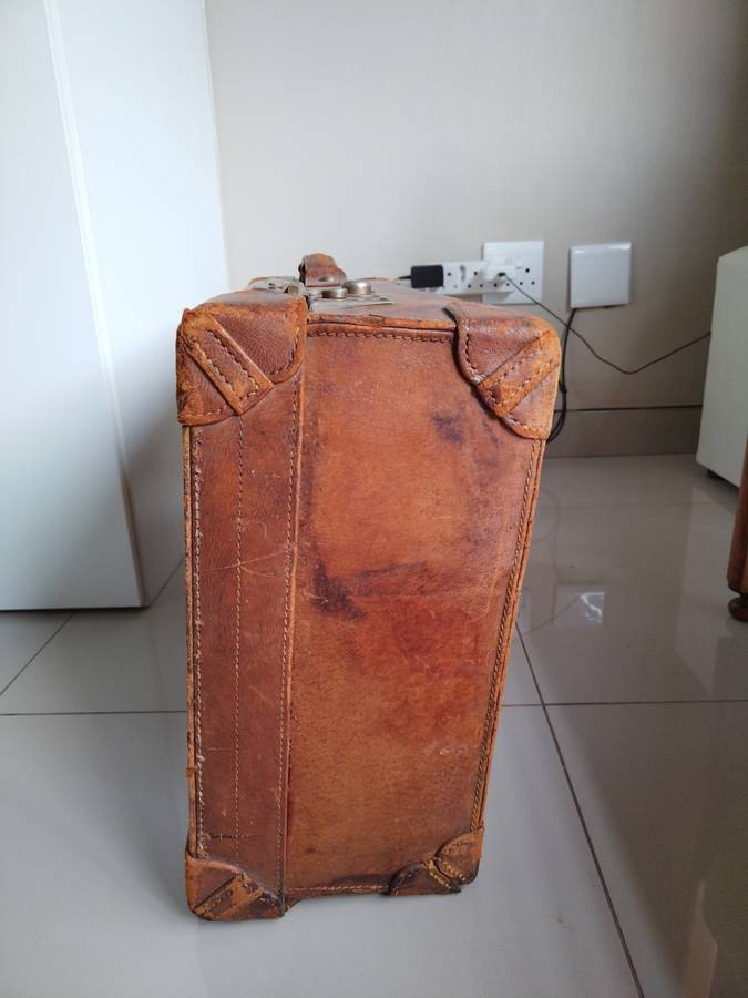 Antique British made leather suitcase