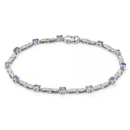 Bracelet with 1.42 ctw precious stones: Diamonds/Tanzinites in White Gold.