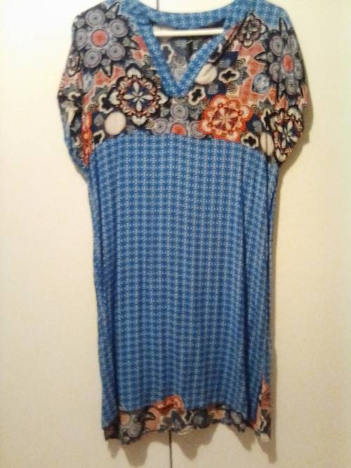 Blue check and floral top S