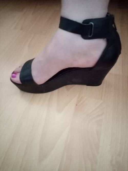 Black) wedges sandals 5
