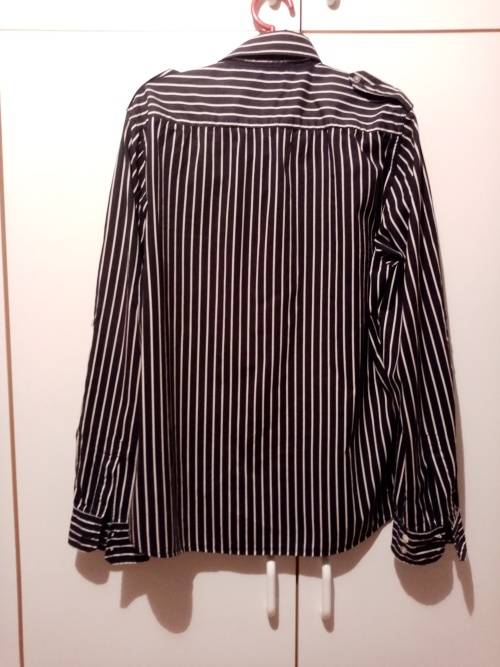 Black and white striped shirt with epaulettes L