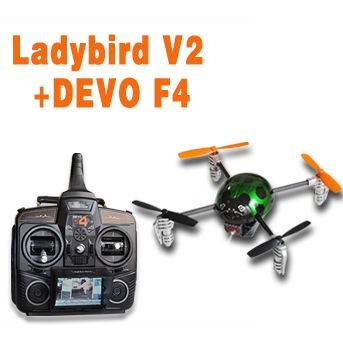 Walkera Ladybird V2 Quadcopter + Devo F4 FPV real time video