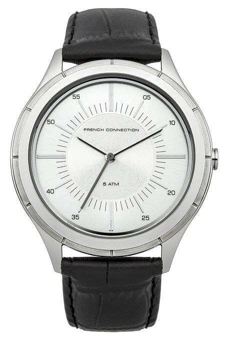 French Connection Men's Quartz Watch With Brown Leather Strap