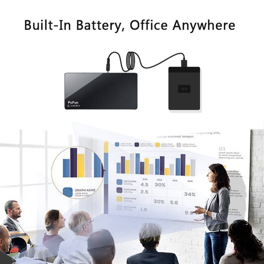 Mini Portable Projector For iPhone, Mobile Projector for Outdoor,Pico HD Video Projector Bluetooth