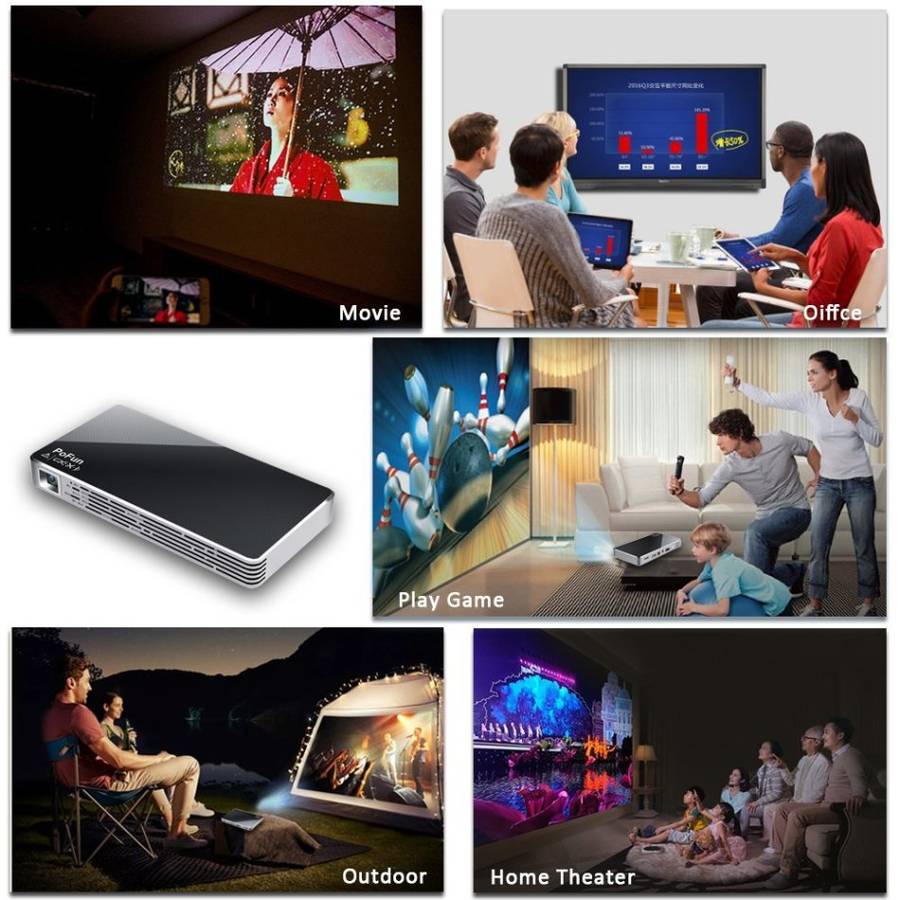 Mini Portable Projector For iPhone, Mobile Projector for Outdoor,Pico HD Video Projector Bluetooth