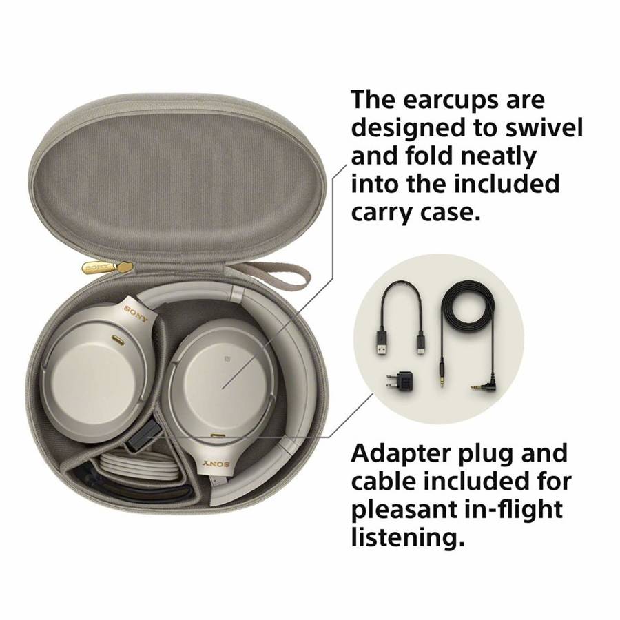 Sony WH1000XM3 Wireless Industry Leading Noise Canceling Over Ear Headphones, Silver (WH-1000XM3/S)