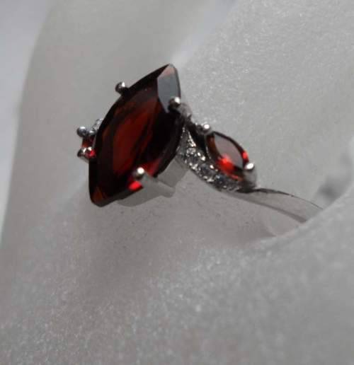 MARQUISE CUT GENUINE GARNETS SET IN SOLID STERLING