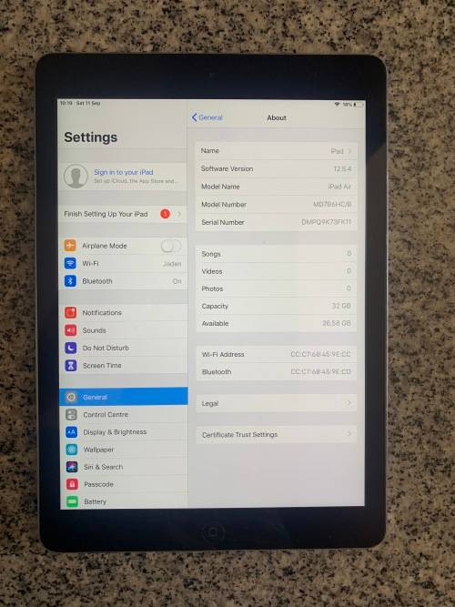 IPAD AIR  WIFI 32GB SPACE GREY A1474