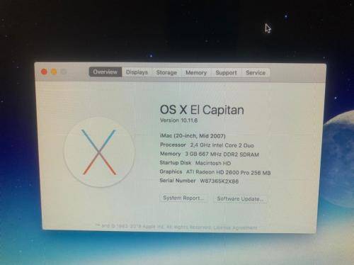 I MAC CORE 2 DUO MID 2007 20  INCH