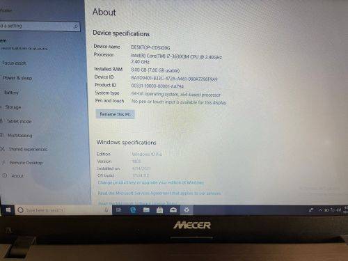 MECCER W550EU CORE i7