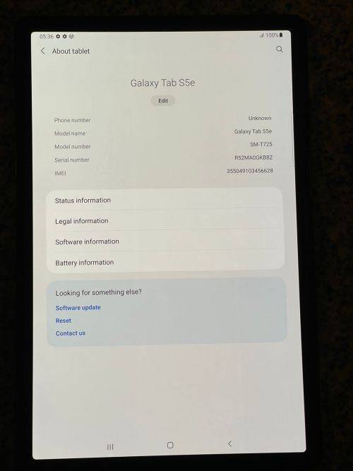 Samsung Galaxy Tab S5e 10.5` (T725) LTE and WiFi Tablet - Black
