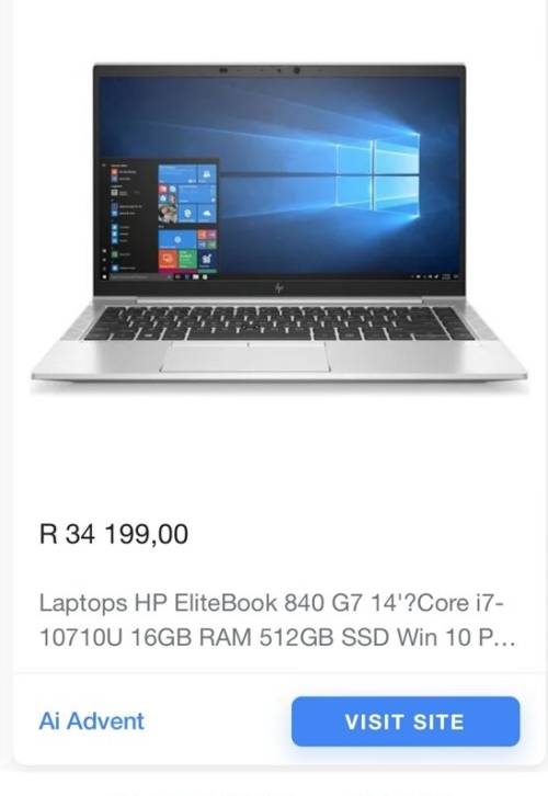 Mint Condition As New HP EliteBook 840 G7, i7 10th Gen, 16GB Memory, 512Gb SSD, 14` FHD IPS screen