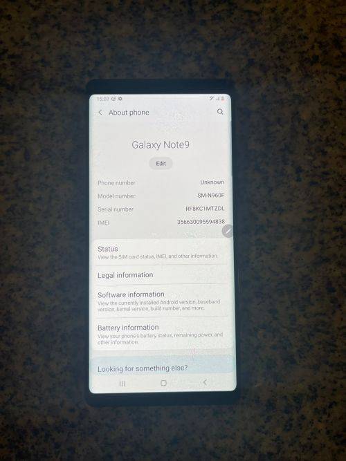Samsung Note 9, 6GB RAM, 128Gb storage, single SIM with stylus pen