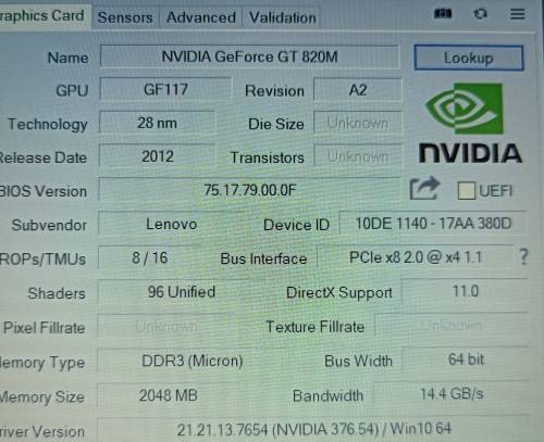 Lenovo 250-70, Intel i7-4510U@2GHz (2.6GHz Turbo),Nvidia 820M 2GB 16GB RAM, 256GB SSD WITH NEW BATT