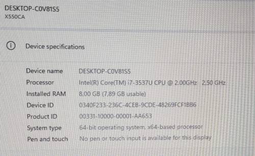 Asus X550CA, 15.6` Display, Intel i7-3537U@2.5GHz, 8GB RAM, 1TB HDD, Windows 11Pro