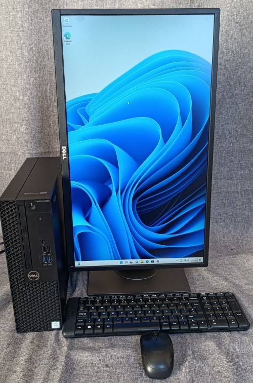 Ultimate Dell Bundle,OptiPlex 3050,7th Gen i5, AMD 5450 GPU, NVMe SSD,HDD,8GB RAM,24` HD Monitor etc