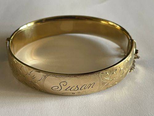 Stunning Solid Vintage 9ct 1/5th Metal Core Bangle!! 21.6 Grams