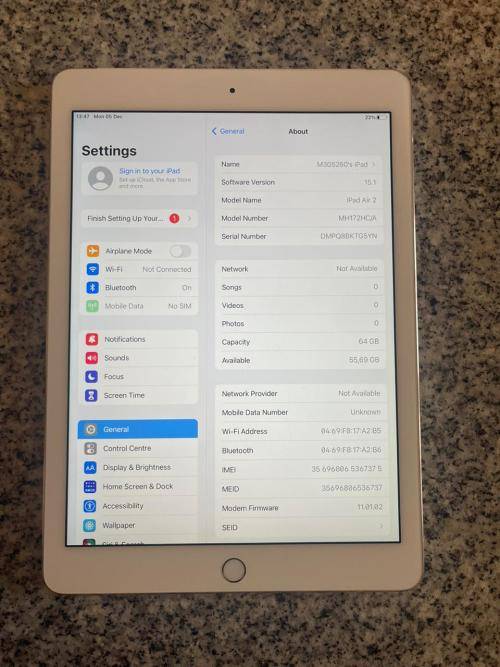 IPAD AIR 2 WIFI & 4G 64GB SPACE GOLD A1567 MINT CONDITION