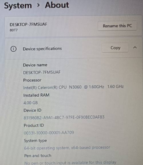 Lenovo IdeaPad 110-15IBR, Intel Celeron N3060@1.6GHz, 4GB RAM, 500GB HDD, 15.6` HD Display, Win11