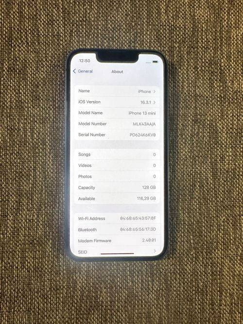 I PHONE 13 MINI 128GB 87% BATT HEALTH MINT CONDITION