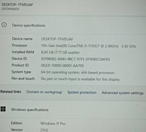 Lenovo  ThinkPad E15, 11th Gen i5-1135G7@2.4GHz, 8GB RAM, 5123GB m.2 NVMe SSD, 15` FHD Display