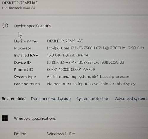 HP EliteBook Folio 1040G4, UHD 3480x2160 Display, Intel i7-7500U@2.7GHz, 16GB RAM, 512GB NVMe SSD,