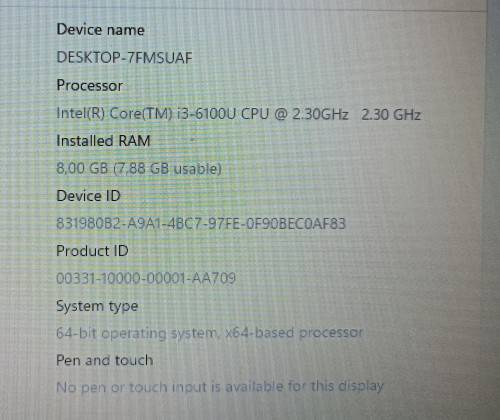 Lenovo IdeaPad 110-15ISK, Intel i3-6100U@2.3GHz, 8GB RAM, 500GB HDD, 15.6` HD Display, Win11