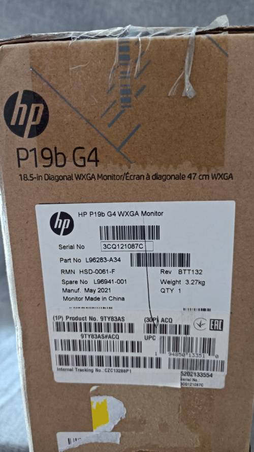 New in Box HP P19b G4 Monitor 47 cm (18.5`) 1366 x 768 pixels WXGA LED Black