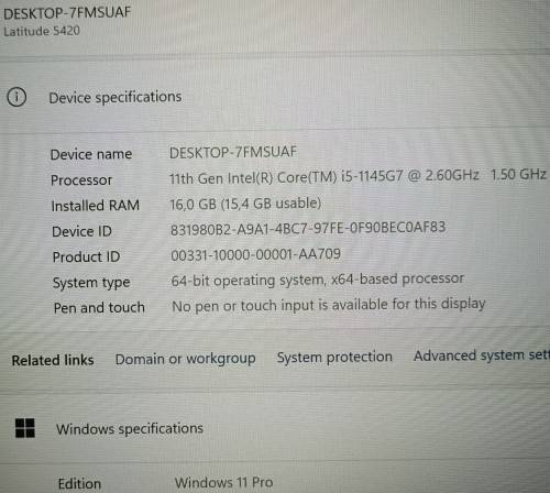Dell Latitude 5420, 11th Gen i5-1145G7@2.6GHz, 16GB RAM, 512GB NVMe SSD, 14` FHD Display, Win11