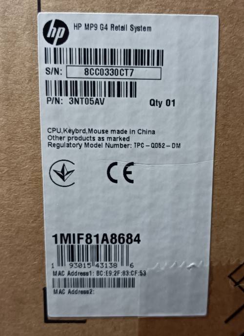 HP MP9 G4 SFF, 8th Gen Intel i5-8500T@2.1GHz, 16GB RAM, 1TB HDD,1TB SSD  Windows 11 Pro Mint As New
