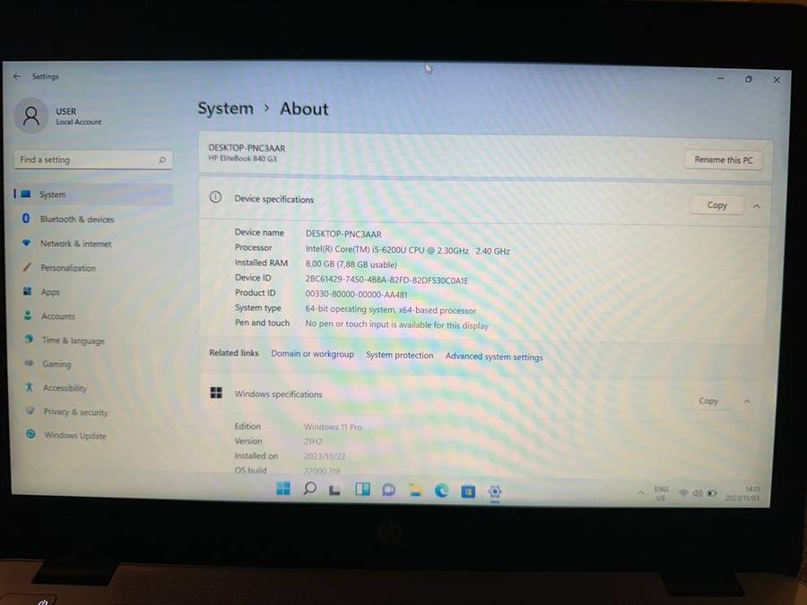 HP EliteBook 840 G3, Intel i5-6200U@2.3GHz, 8GB RAM,  500GB HDD NEW BATTERY LTE