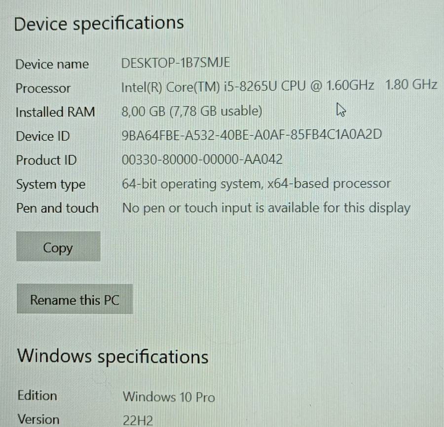 Dell Vostro 5581, 8th Gen Intel i5-8265U@1.6GHz,8GB RAM, 1 TB HDD, 15.6` FHD Display, Widows 10 Pro