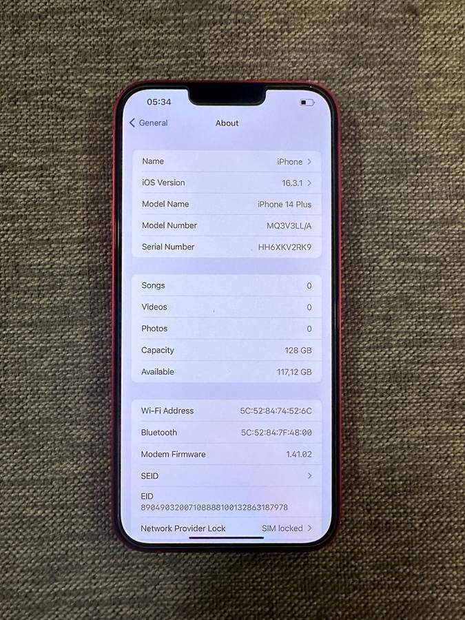 I PHONE 14 PLUS 128GB 96% BATTERY HEALTH E SIM PLEASE READ