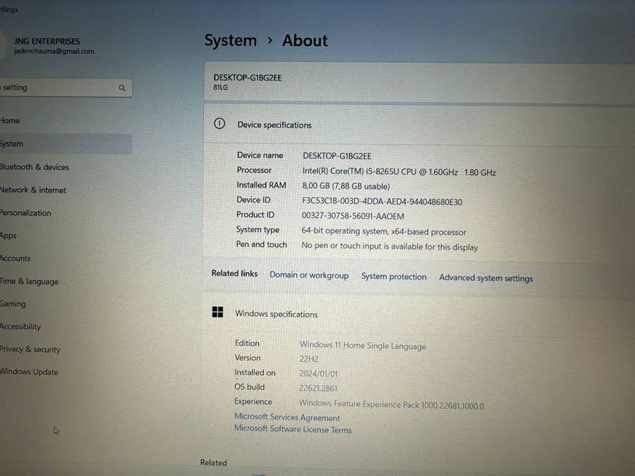 Lenovo IdeaPad L340-151WL TYPE 81LG CORE I5 8TH GEN 8GB RAM 256GBSSD