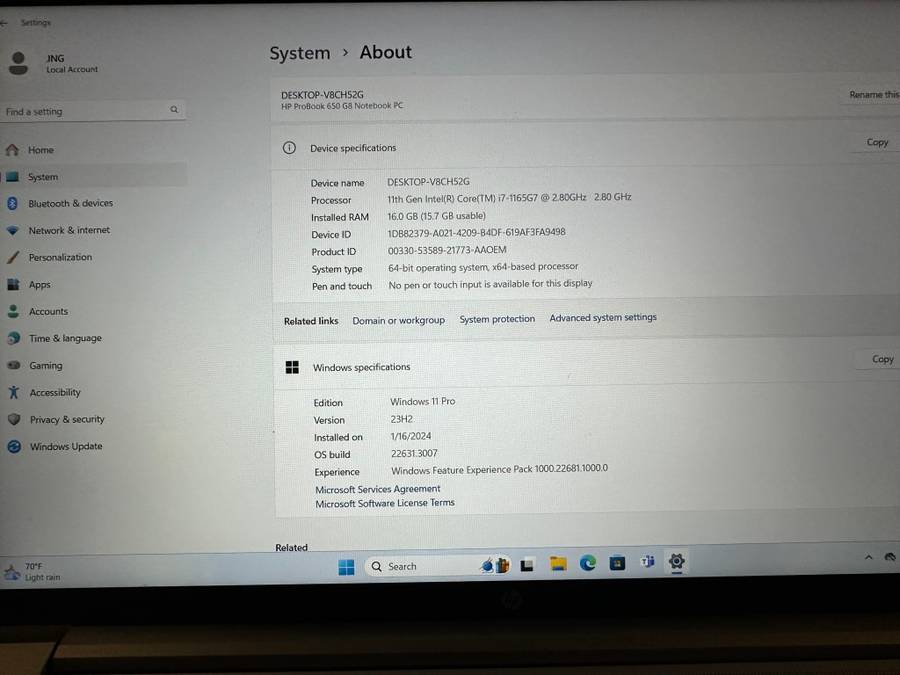 HP ProBook 650 G8 Notebook PC IDS Base Model 15.6 ``  FHD I7 11TH GEN 16GB RAM 512GBSSD HP WARRANTY