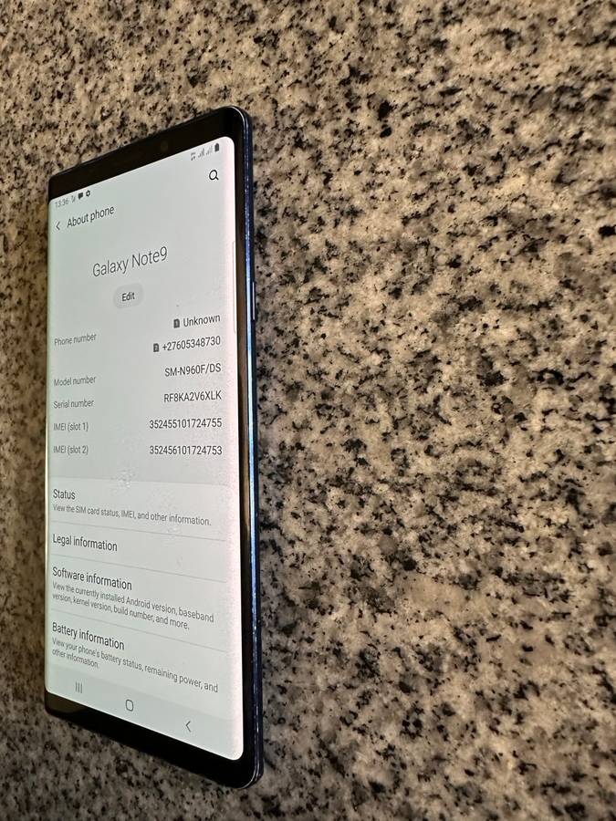 Samsung Note 9, 6GB RAM, 128Gb storage, dual  SIM with stylus pen