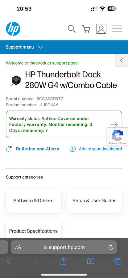 HP Thunderbolt G4 Dock Docking Station 280W New Sealed Hp Warranty