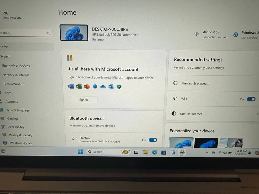 EliteBook 840 G8, 11th Gen i5 16GB RAM, 256GB NVMe SSD, 14` LTE  FHD Display Still with Hp Warranty