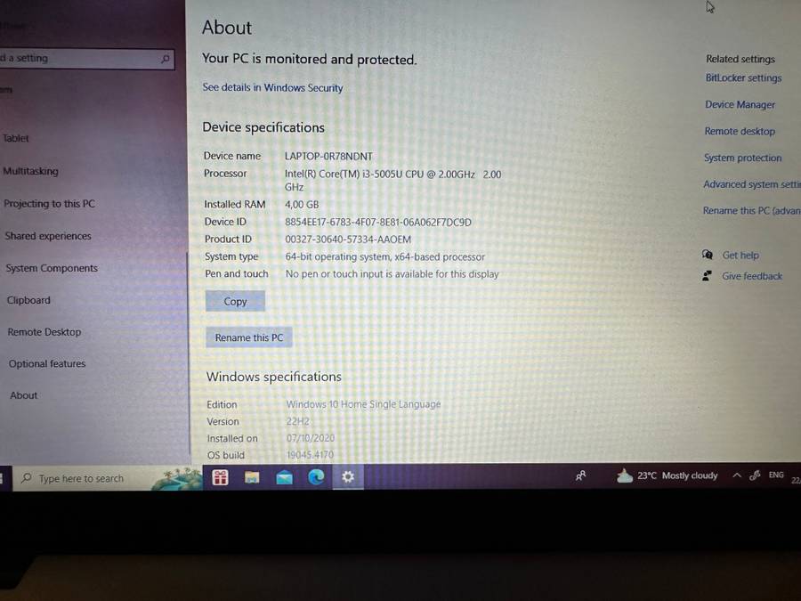 Asus X540LA, Intel i3-5005U@2.0GHz, 4GB RAM, 1TB HDD, 15.6